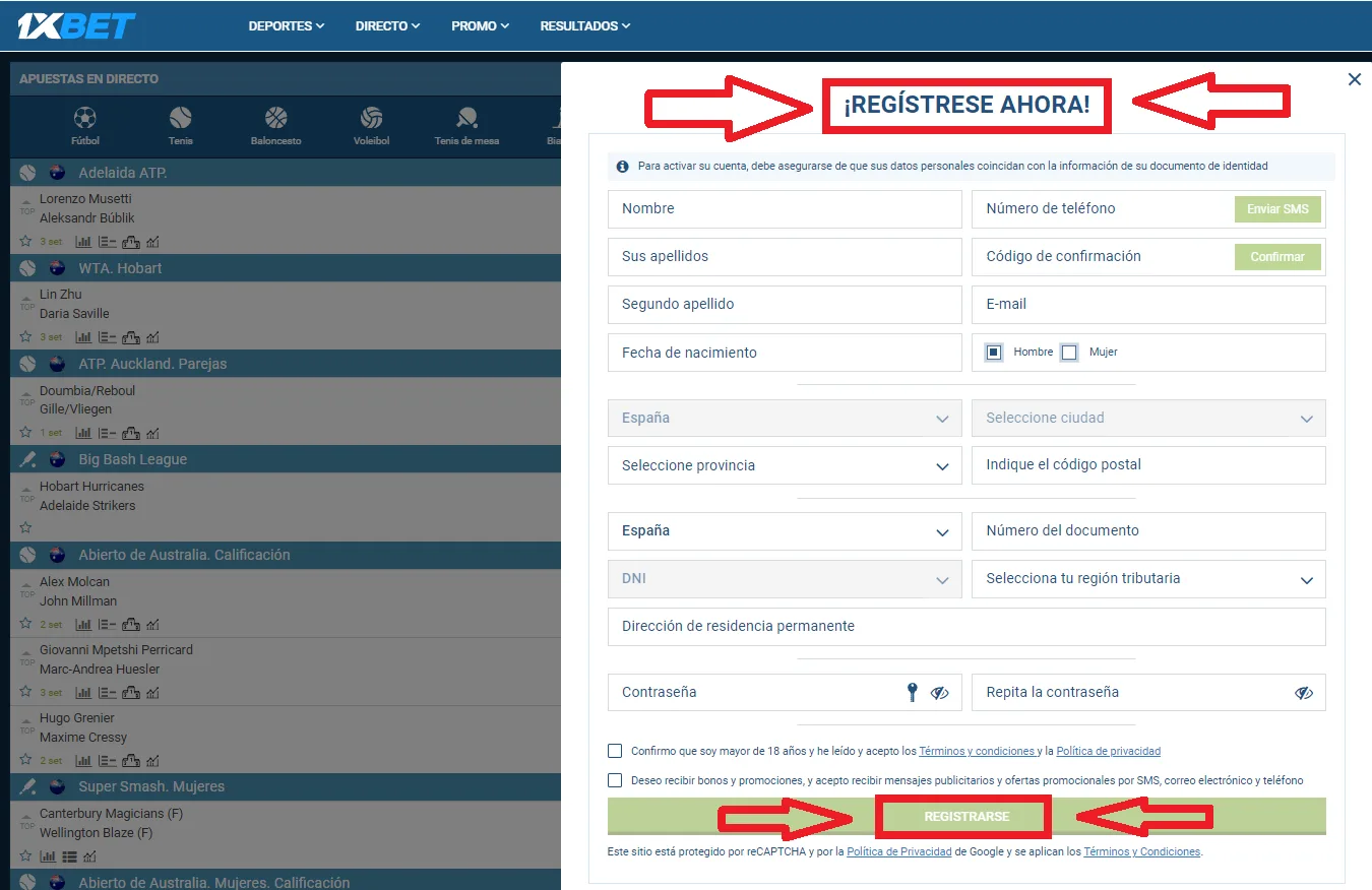 Cómo 1xBet registrarse en una cuenta personal